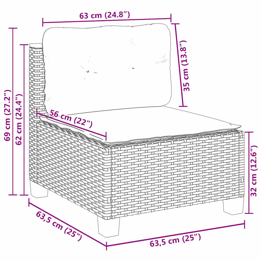 Set Divani da Giardino 11 pz con Cuscini Beige in Polyrattan | homemem39