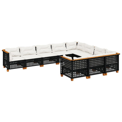 Set Divani da Giardino 10pz con Cuscini in Polyrattan Nero - homemem39