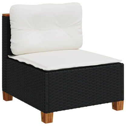 Set Divani da Giardino 11 pz con Cuscini in Polyrattan Nero | homemem39