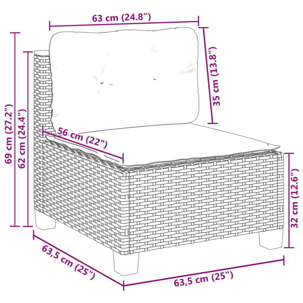 Set Divani da Giardino 11 pz con Cuscini in Polyrattan Nero | homemem39