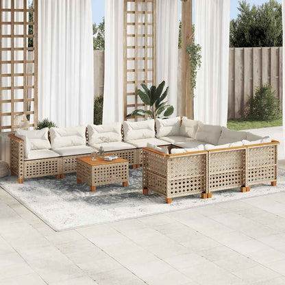 Set Divani da Giardino 11 pz con Cuscini Beige in Polyrattan | homemem39