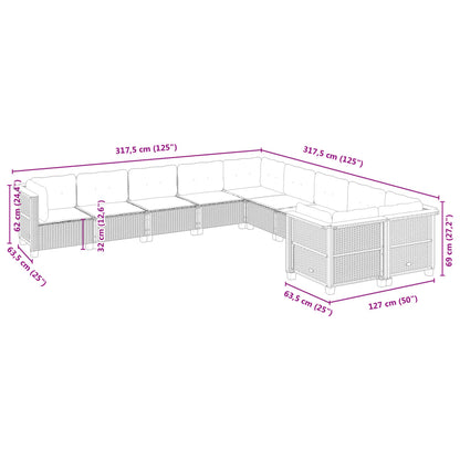 Set Divano da Giardino 10 pz con Cuscini Beige in Polyrattan | homemem39