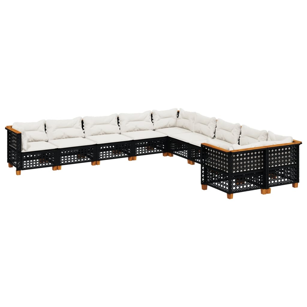 Set Divani da Giardino 10pz con Cuscini in Polyrattan Nero | homemem39