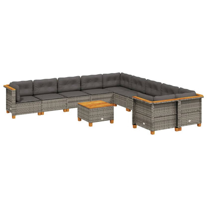 Set Divani da Giardino 11 pz con Cuscini in Polyrattan Grigio - homemem39