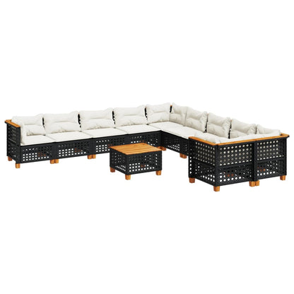 Set Divani da Giardino 11 pz con Cuscini in Polyrattan Nero | homemem39