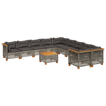 Set Divani da Giardino 11 pz con Cuscini in Polyrattan Grigio | homemem39