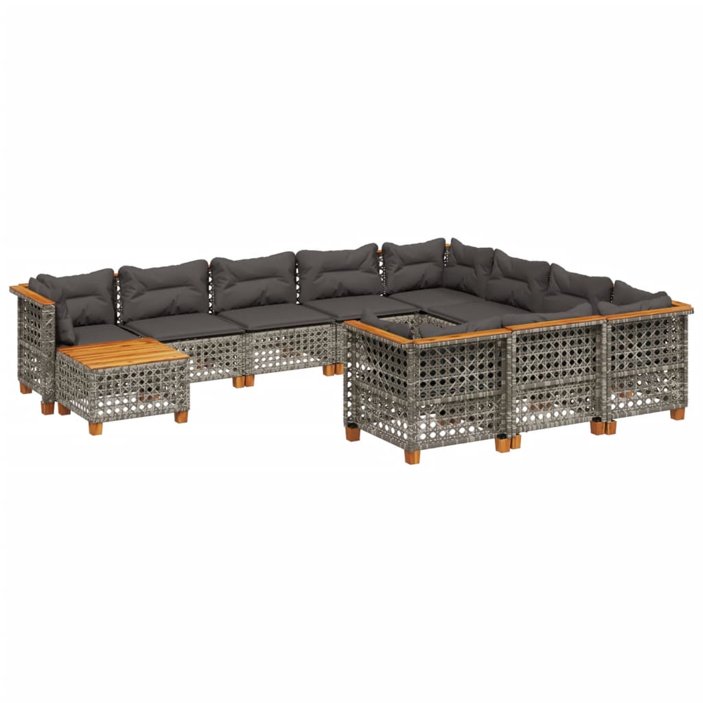 Set Divani da Giardino 11 pz con Cuscini in Polyrattan Grigio | homemem39