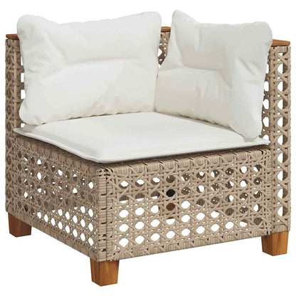 Set Divani da Giardino 11 pz con Cuscini Beige in Polyrattan
