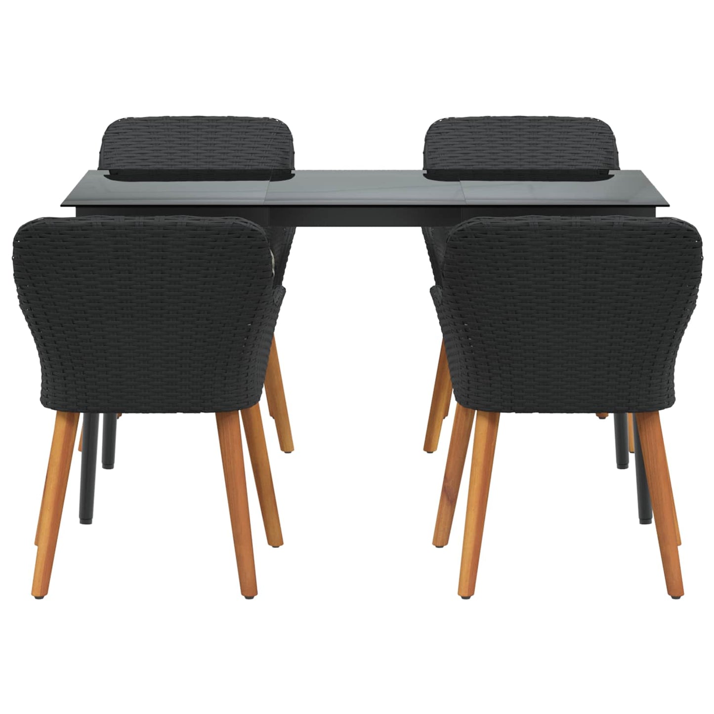 Set da Pranzo per Giardino con cuscino 5 pcs Nero polyrattan