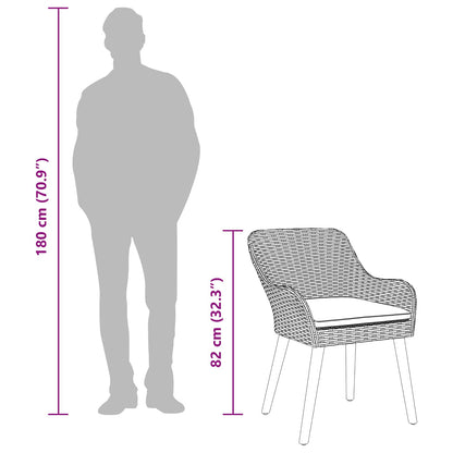 Set da Pranzo per Giardino con cuscino 5 pcs Nero polyrattan