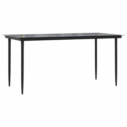 Set da Pranzo per Giardino con cuscino 7 pcs Nero polyrattan