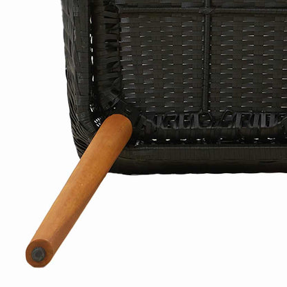 Set da Pranzo per Giardino con cuscino 7 pcs Nero polyrattan