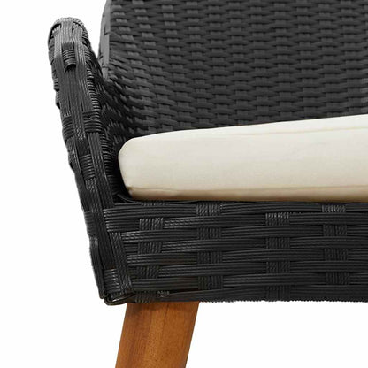 Set da Pranzo per Giardino con cuscino 7 pcs Nero polyrattan