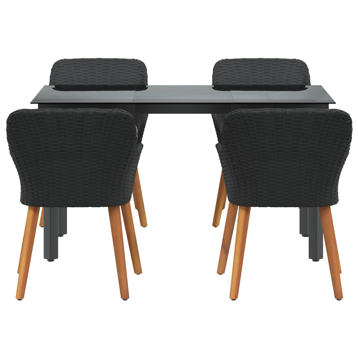 Set da Pranzo per Giardino con cuscino 5 pcs Nero polyrattan | homemem39