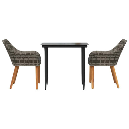 Set da Pranzo per Giardino con cuscino 3 pcs Grigio polyrattan