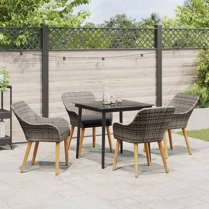 Set da Pranzo per Giardino con cuscino 5 pcs Grigio polyrattan | homemem39