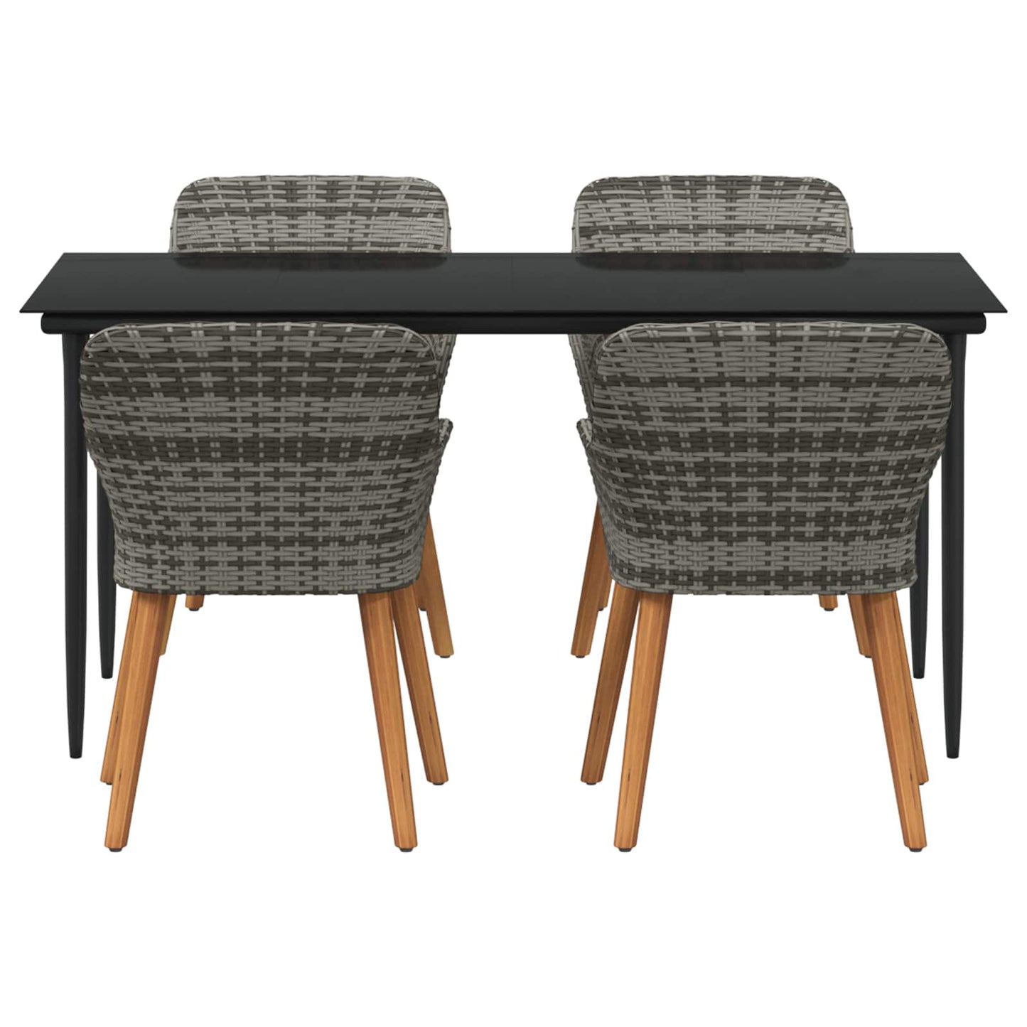 Set da Pranzo per Giardino con cuscino 5 pcs Grigio polyrattan