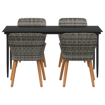 Set da Pranzo per Giardino con cuscino 5 pcs Grigio polyrattan