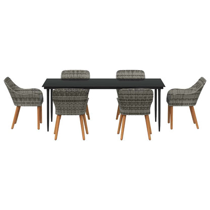 Set da Pranzo per Giardino con cuscino 7 pcs Grigio polyrattan