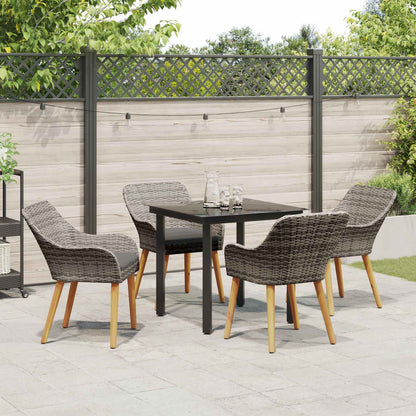 Set da Pranzo per Giardino con cuscino 5 pcs Grigio polyrattan | homemem39