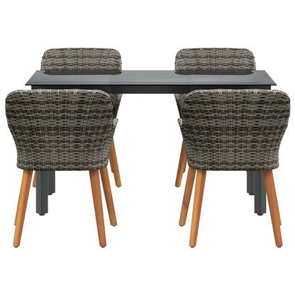 Set da Pranzo per Giardino con cuscino 5 pcs Grigio polyrattan | homemem39
