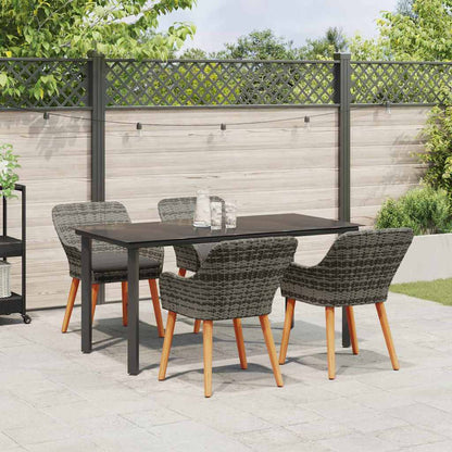 Set da Pranzo per Giardino con cuscino 5 pcs Grigio polyrattan