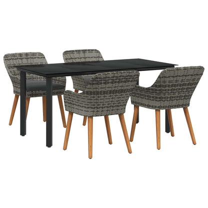 Set da Pranzo per Giardino con cuscino 5 pcs Grigio polyrattan | homemem39