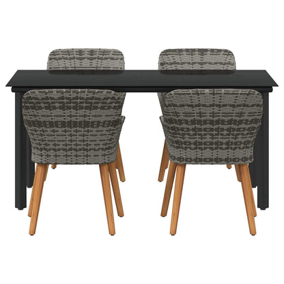 Set da Pranzo per Giardino con cuscino 5 pcs Grigio polyrattan