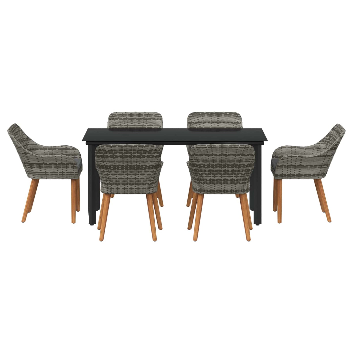 Set da Pranzo per Giardino con cuscino 7 pcs Grigio polyrattan | homemem39