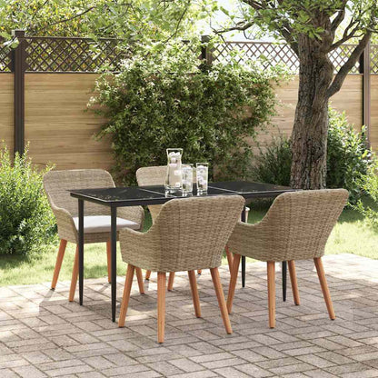 Set da Pranzo per Giardino con cuscino 5 pcs Beige polyrattan