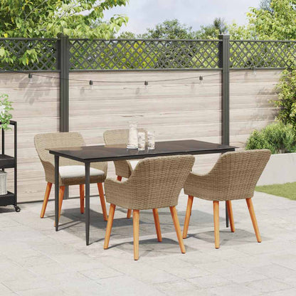 Set da Pranzo per Giardino con cuscino 5 pcs Beige polyrattan