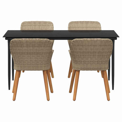 Set da Pranzo per Giardino con cuscino 5 pcs Beige polyrattan