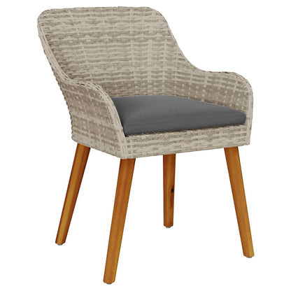 Set da Pranzo per Giardino 3 pcs Grigio chiaro polyrattan