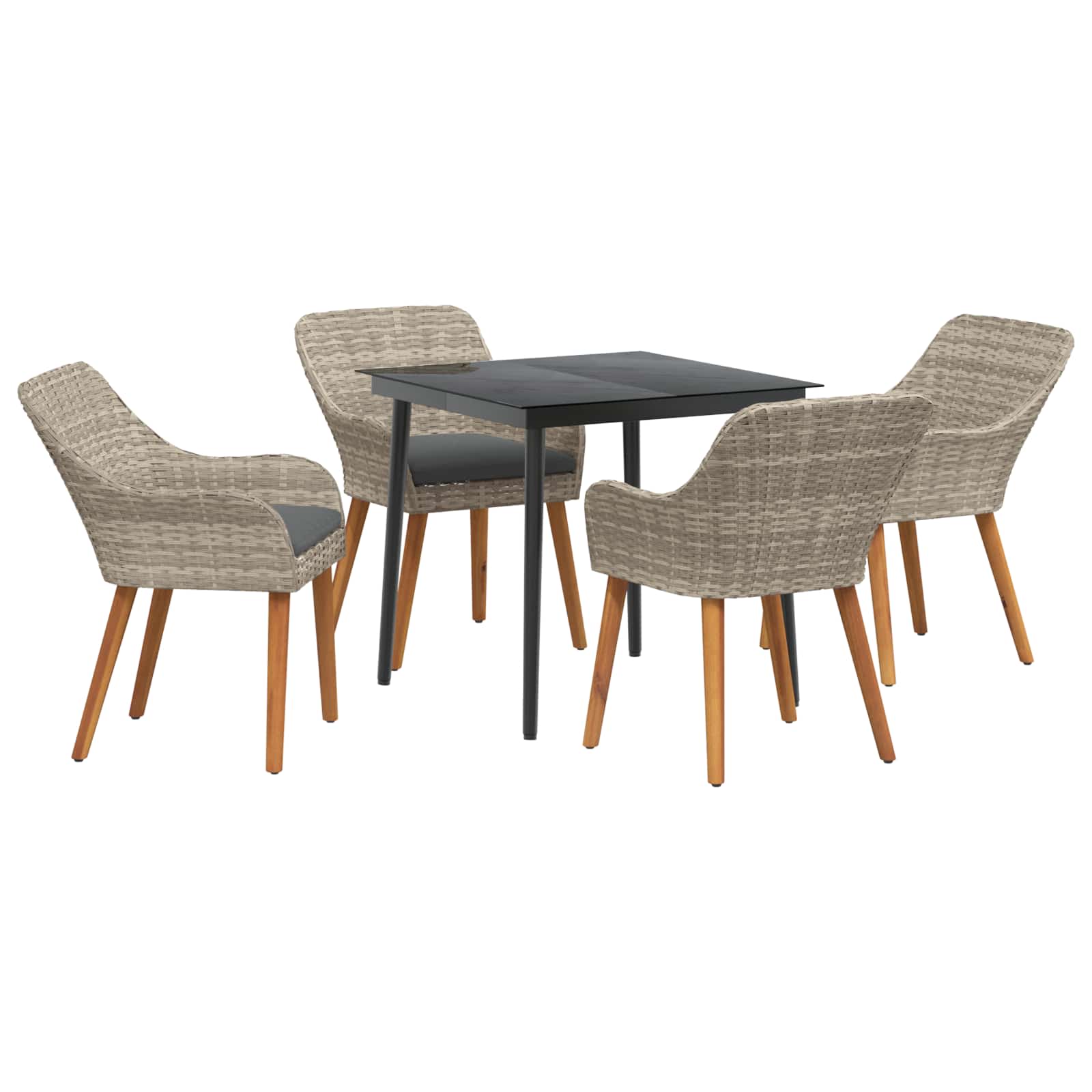 Set da Pranzo per Giardino 5 pcs Grigio chiaro polyrattan | homemem39