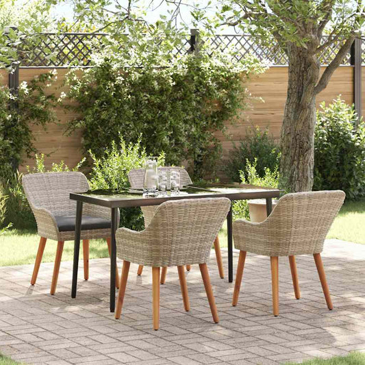 Set da pranzo 5 pcs Grigio chiaro Poly Rattan