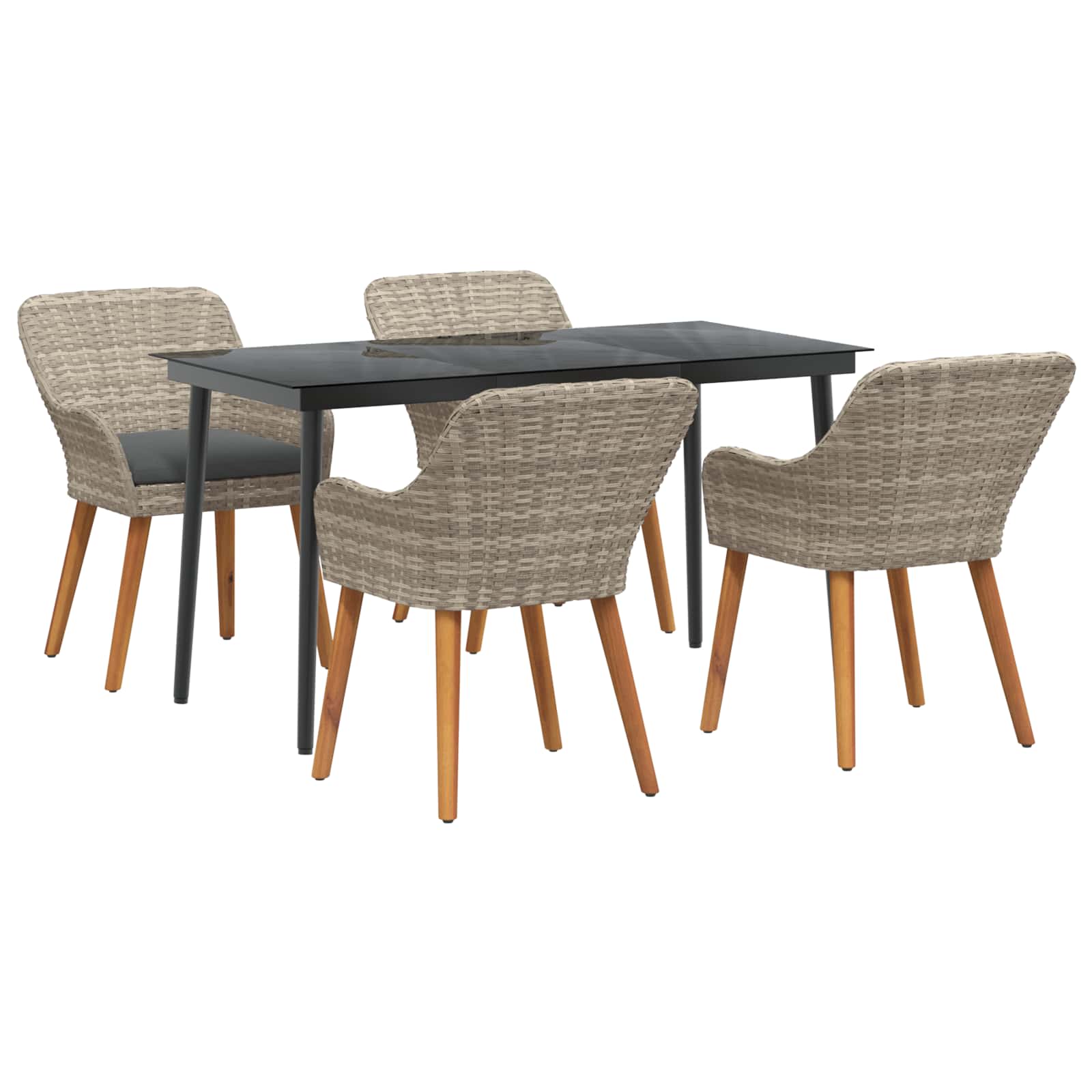 Set da Pranzo per Giardino 5 pcs Grigio chiaro polyrattan | homemem39