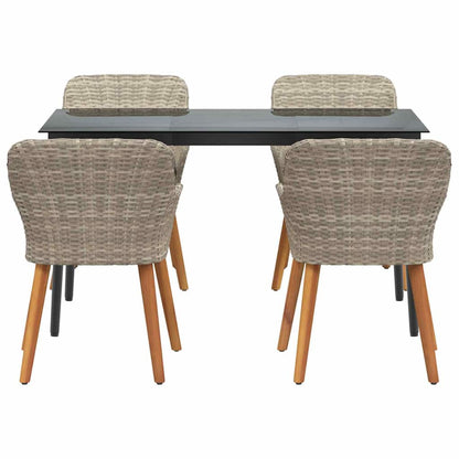 Set da pranzo 5 pcs Grigio chiaro Poly Rattan