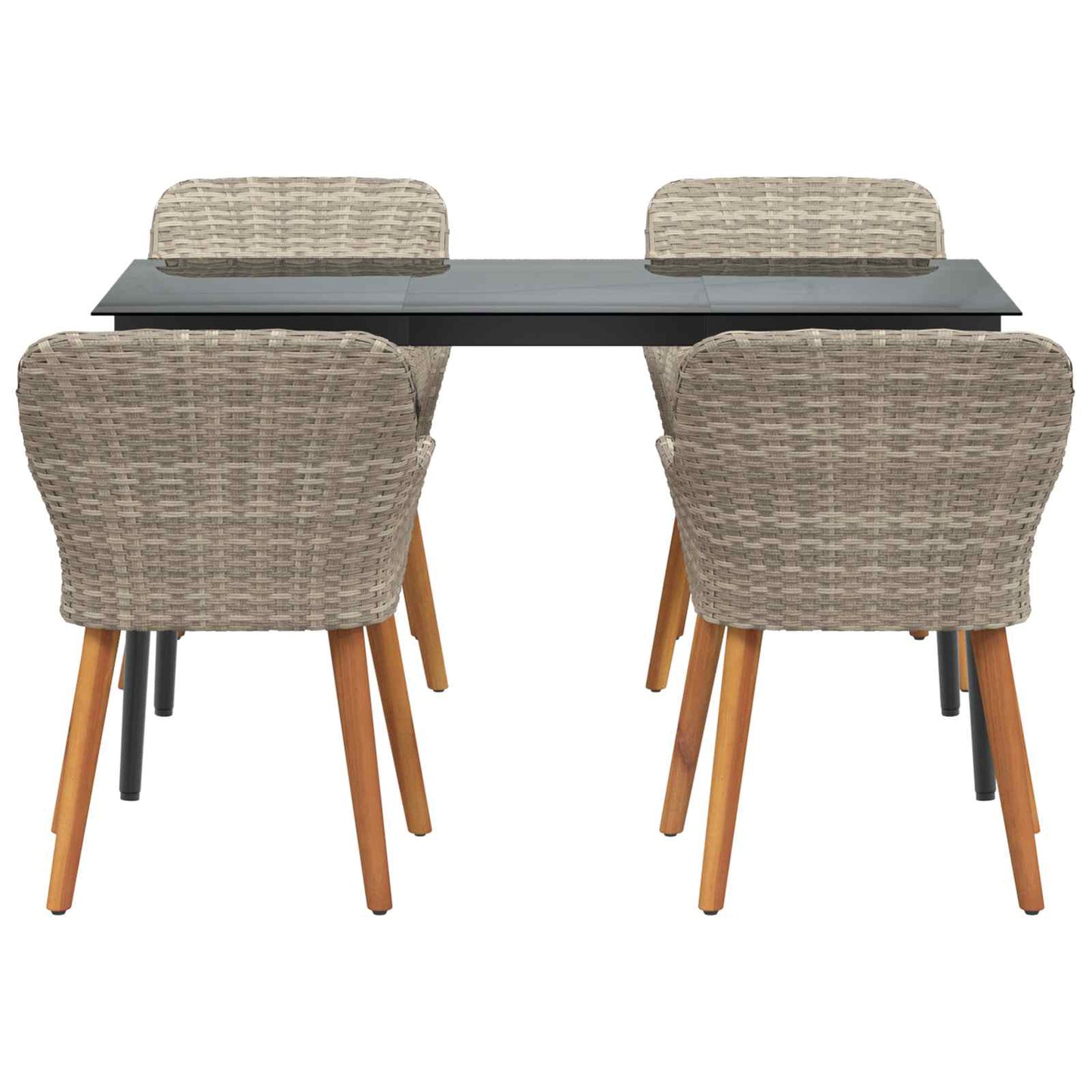 Set da Pranzo per Giardino 5 pcs Grigio chiaro polyrattan | homemem39