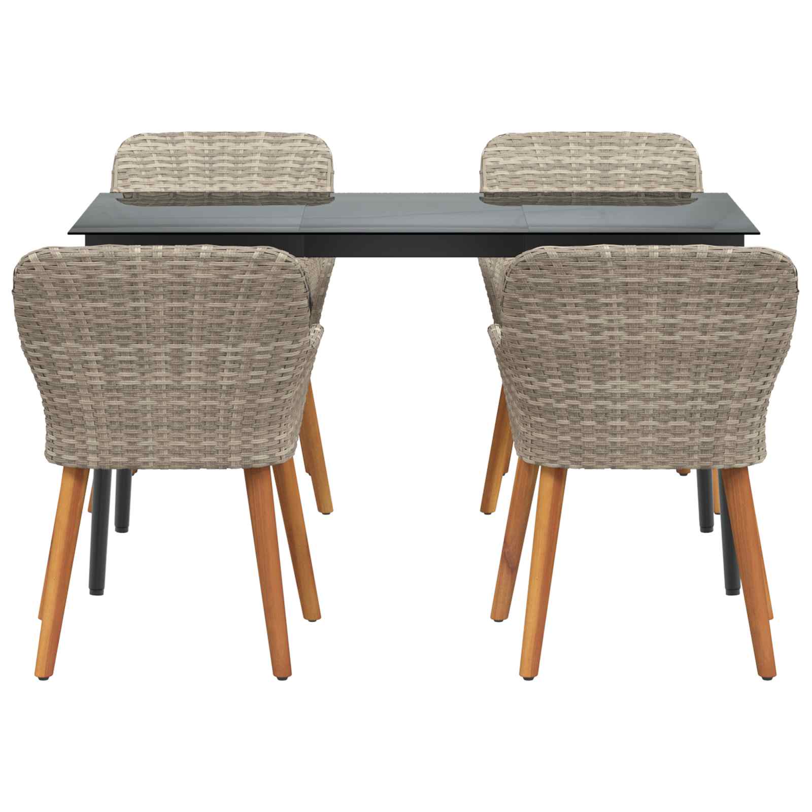 Set da Pranzo per Giardino 5 pcs Grigio chiaro polyrattan | homemem39