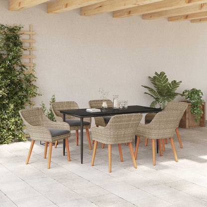 Set da pranzo 7 pcs Grigio chiaro Poly Rattan