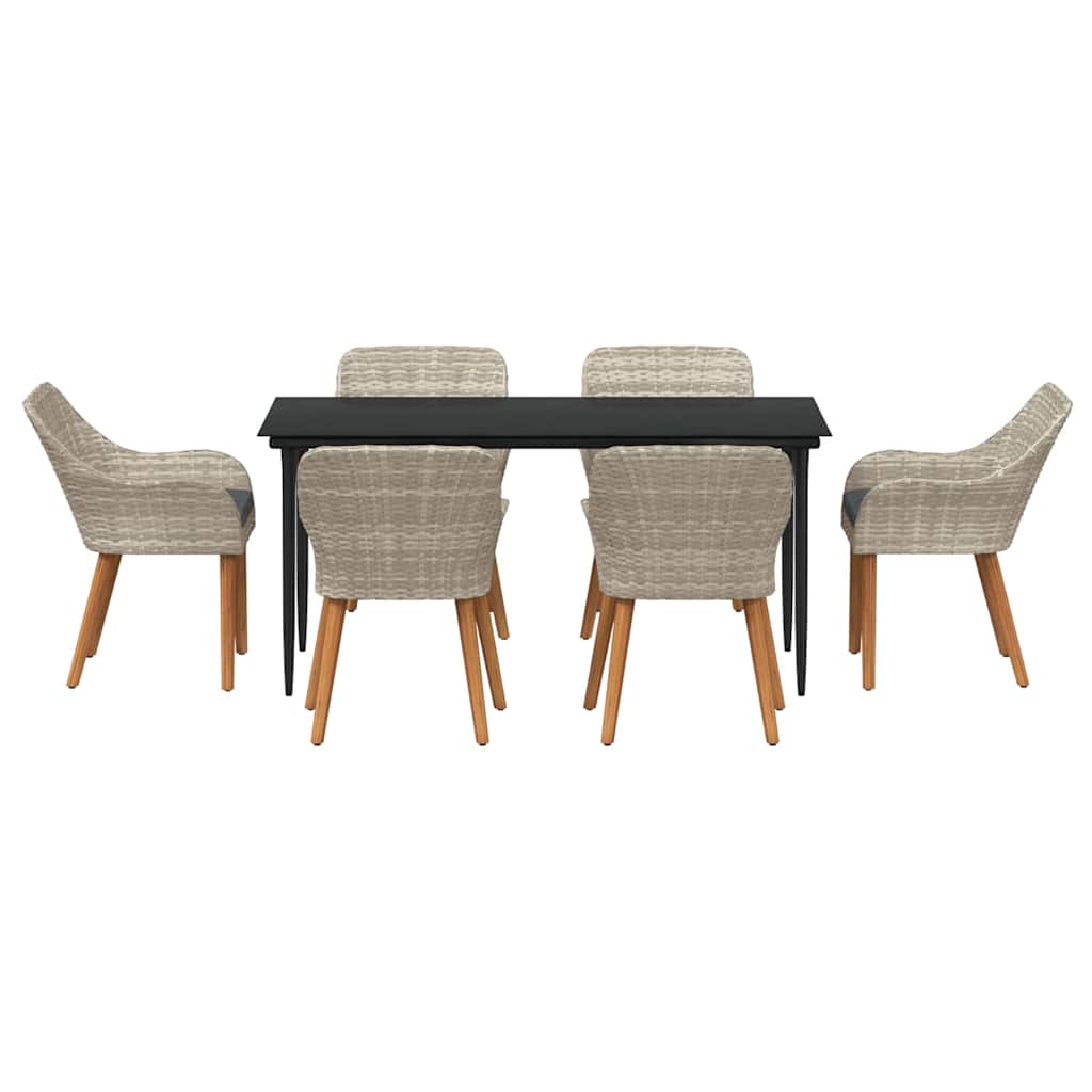 Set da pranzo 7 pcs Grigio chiaro Poly Rattan