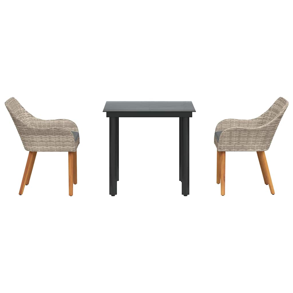 Set da pranzo 3 pcs Grigio chiaro Poly Rattan