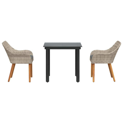 Set da pranzo 3 pcs Grigio chiaro Poly Rattan
