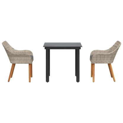 Set da Pranzo per Giardino 3 pcs Grigio chiaro polyrattan | homemem39