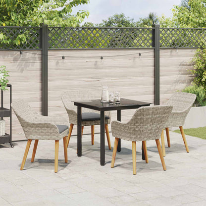 Set da Pranzo per Giardino 5 pcs Grigio chiaro polyrattan | homemem39