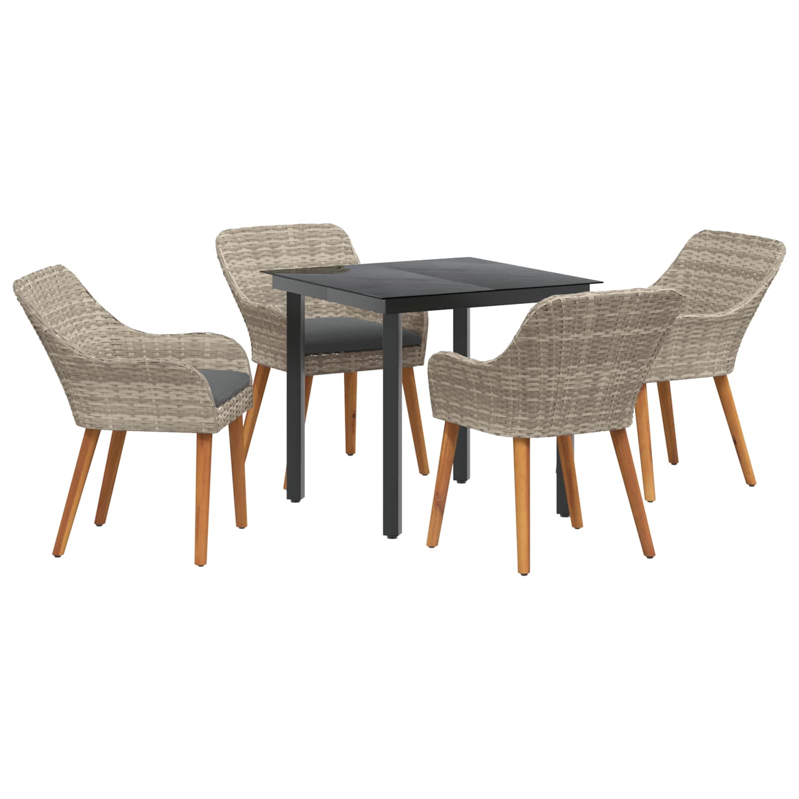 Set da Pranzo per Giardino 5 pcs Grigio chiaro polyrattan | homemem39