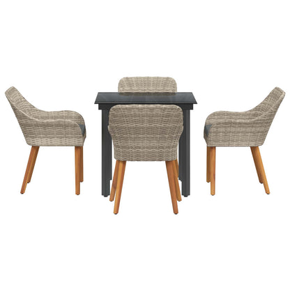 Set da Pranzo per Giardino 5 pcs Grigio chiaro polyrattan | homemem39