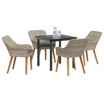 Set da Pranzo per Giardino 5 pcs Grigio chiaro polyrattan | homemem39