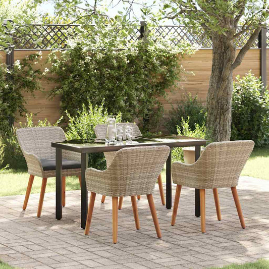 Set da pranzo 5 pcs Grigio chiaro Poly Rattan