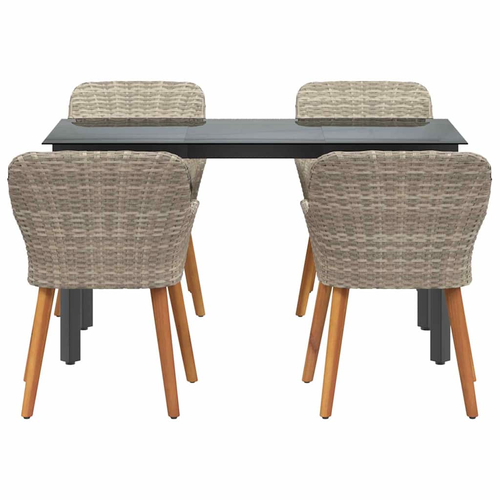 Set da pranzo 5 pcs Grigio chiaro Poly Rattan